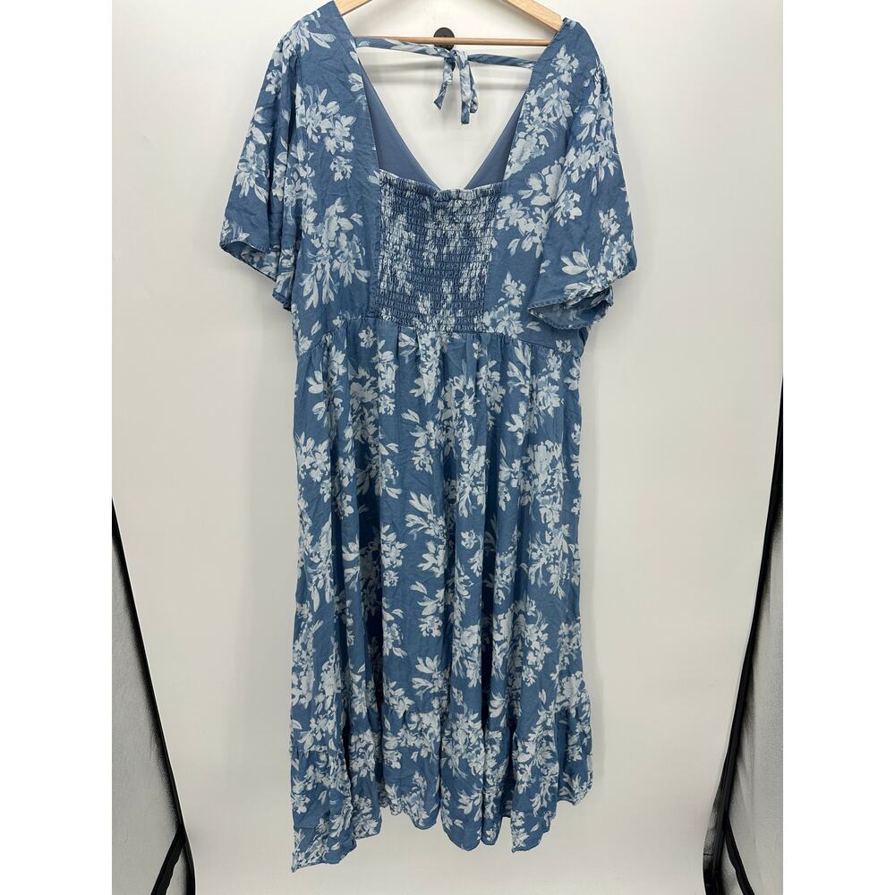 Torrid Womens Blue Floral Maxi Dress Size 4X Pockets Cottagecore Coquette Smock - Picture 2 of 8